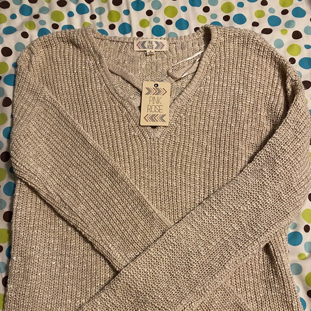 Pink Rose Beige Sweater